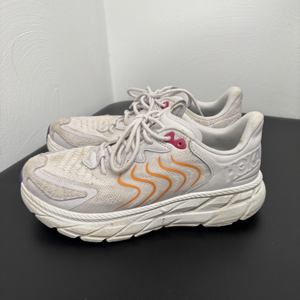 Hoka One One Running Shoes Vibrant Bloom Clifton LS Gray M 7.5 W 8.5 1141550-NBS